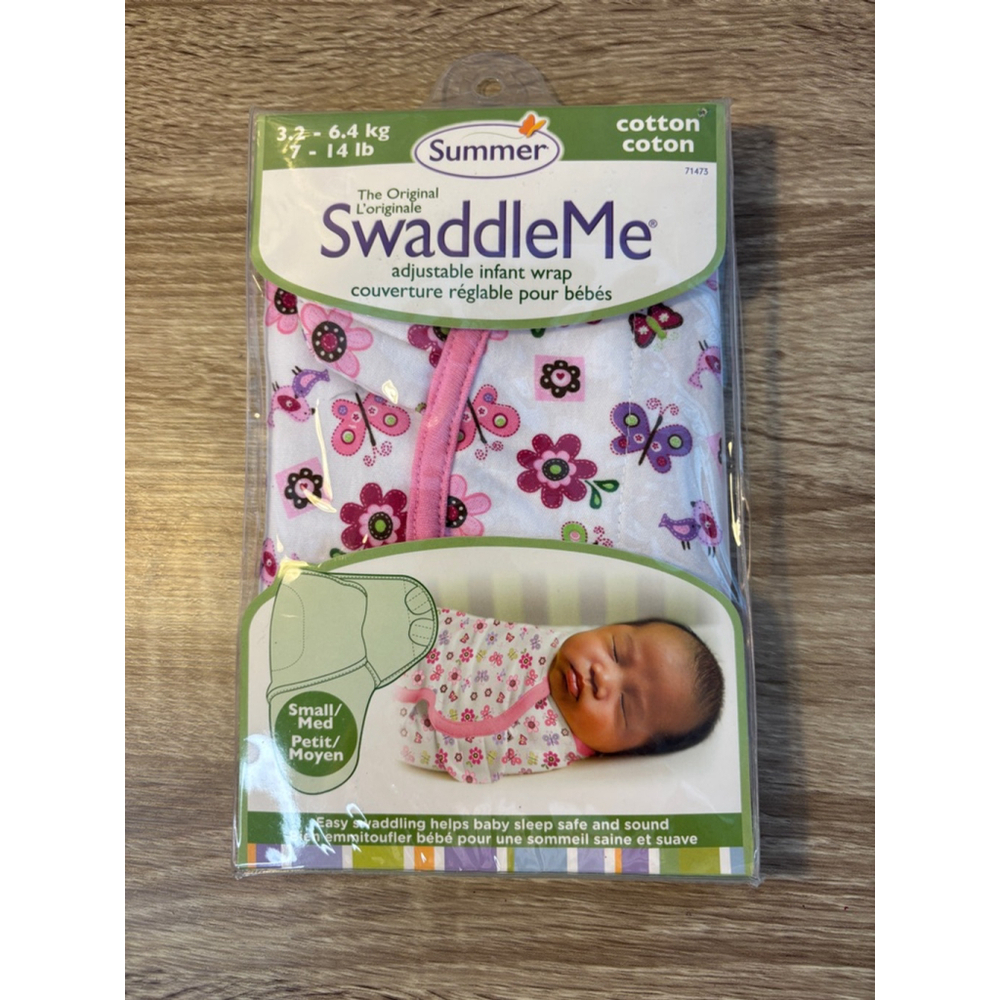 Baby Summer Infant SwaddleMe Wrap Small/Med White Pink Butterfly